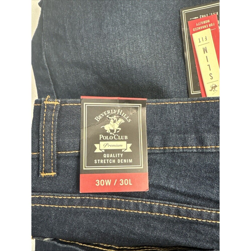 Beverly Hills Polo Club Jeans Men’s 30x30 Slim Fit Stretch Denim Blue - Picture 5 of 12